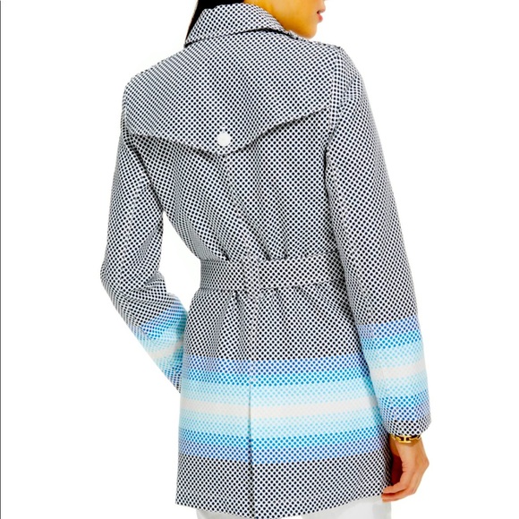 Tommy Hilfiger Color Block Polka Dot Trench Coat - Picture 2 of 3